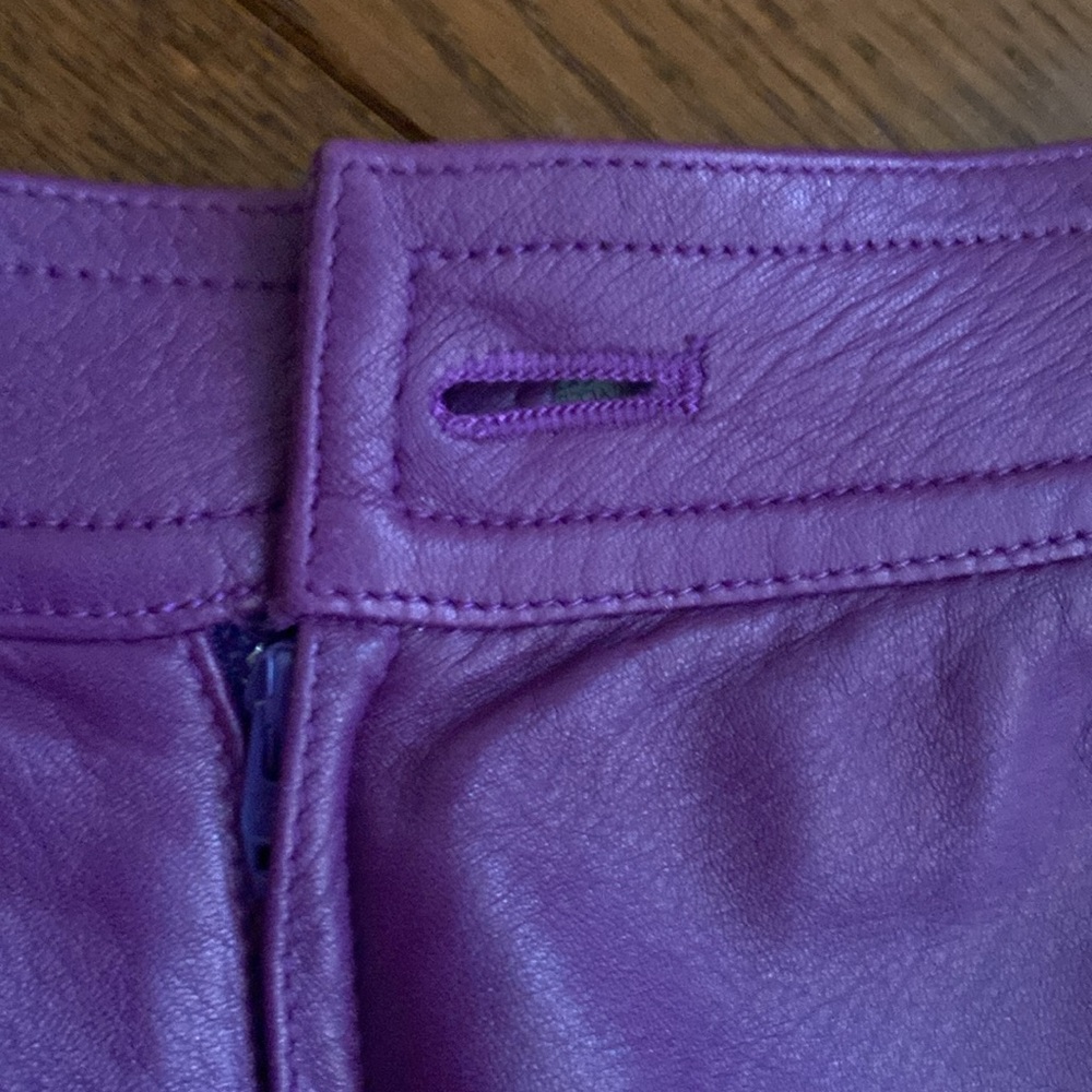 Vintage 80’s purple lamb skin ungaro pencil skirt size six